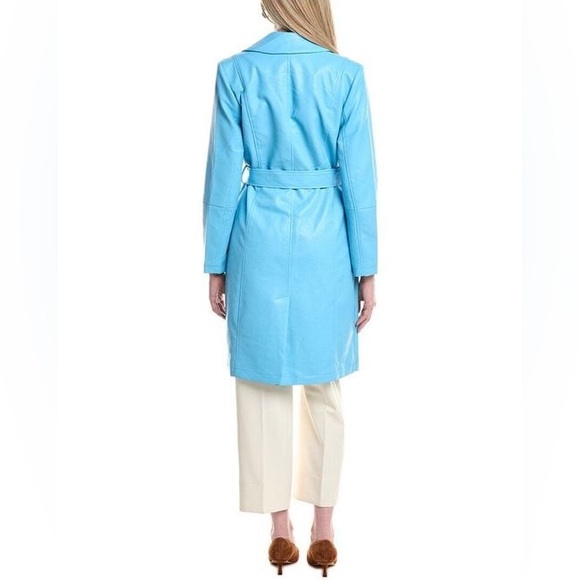 Badgley Mischka Women's Sea Blue Single-Breasted Sleek Cut Trench Coat - XS -NWT - Picture 10 of 10